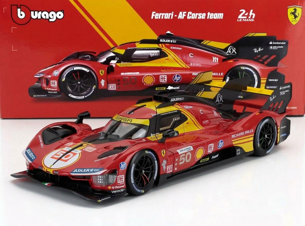 Ferrari 499P 3.0L V6 Turbo Nr. 50 – Le Mans Sieger 2024 - rot - Bburago 1:18