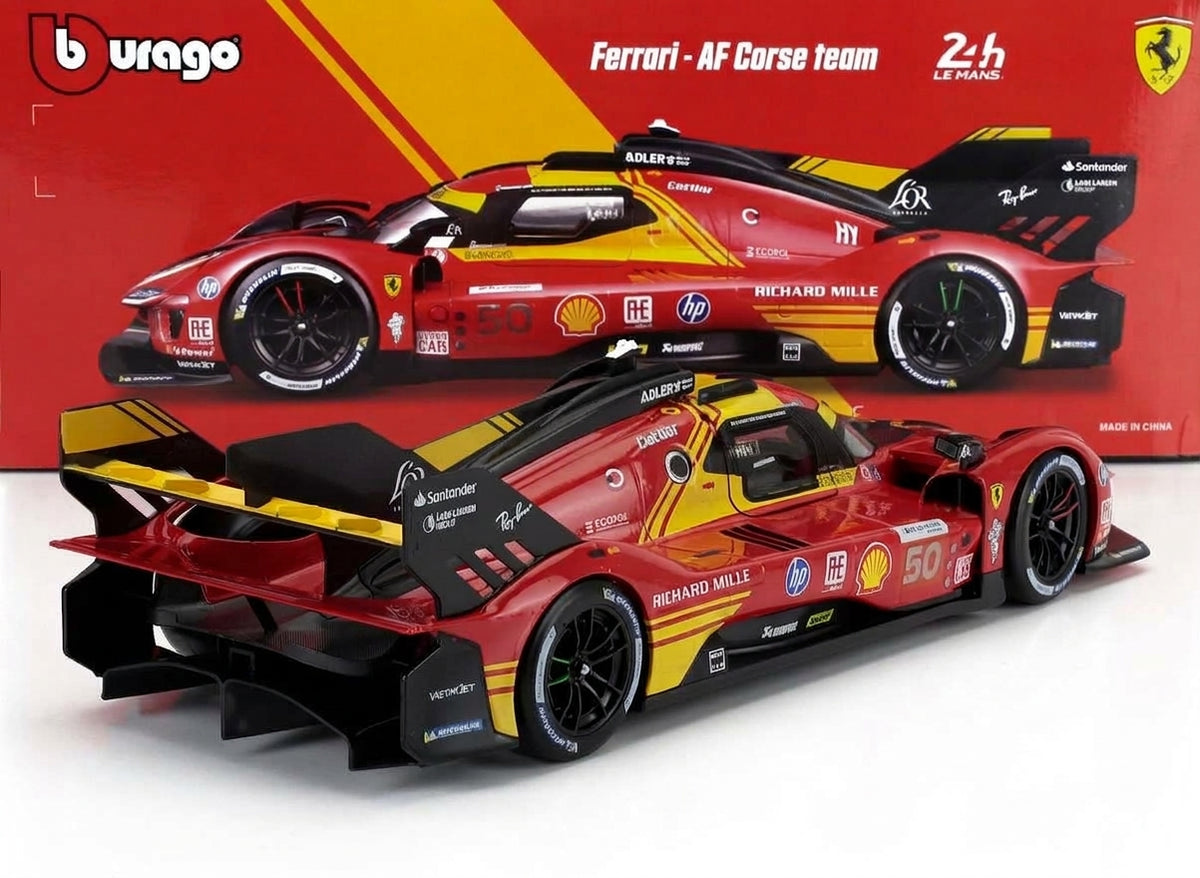 Ferrari 499P 3.0L V6 Turbo Nr. 50 – Le Mans Sieger 2024 - rot - Bburago 1:18